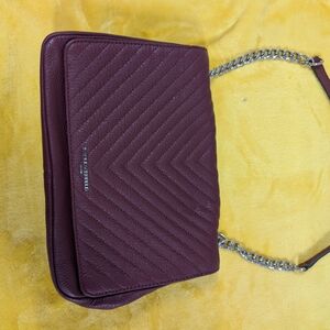 Karl Lagerfeld Paris Chevron Quilted Crossbody Bag - Deep Wine/Burgundy